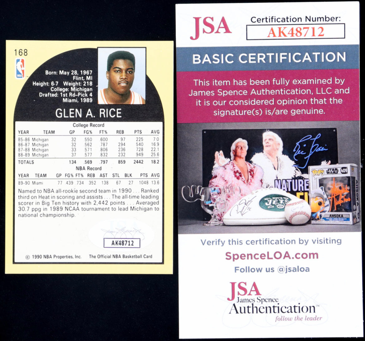 Glen Rice Autographed Card